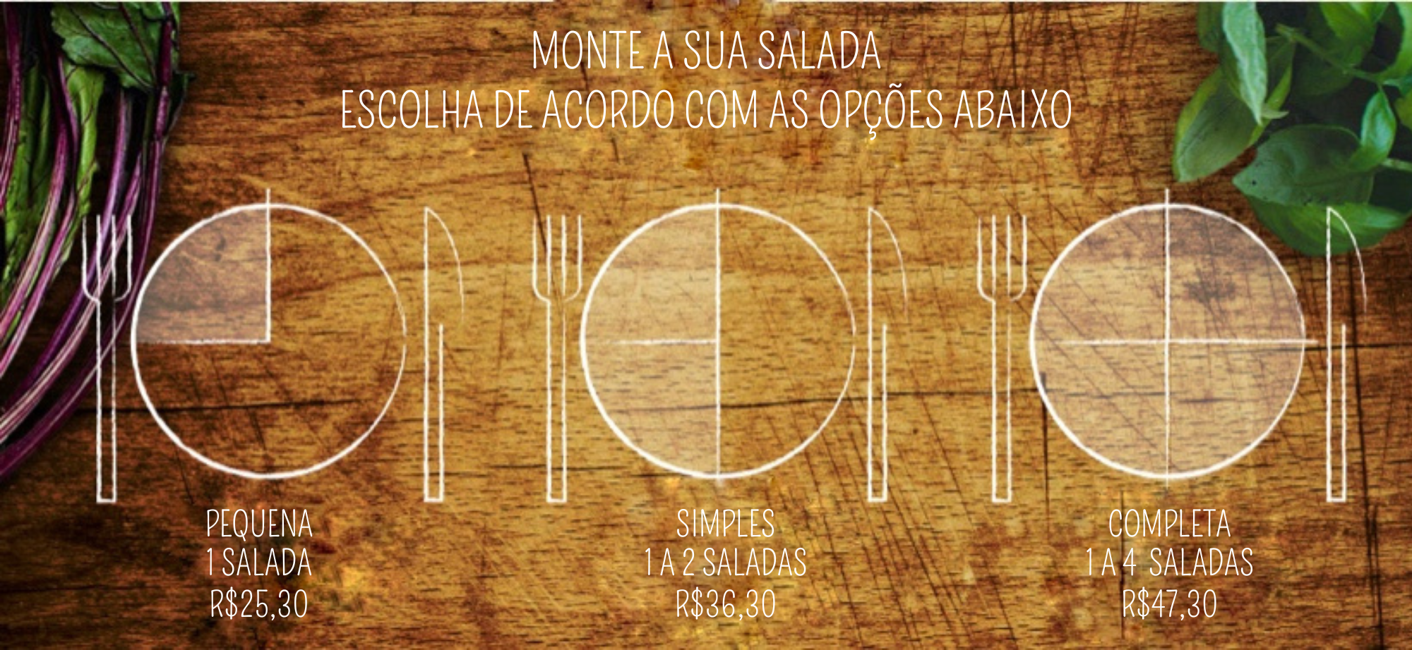 Preços das saladas